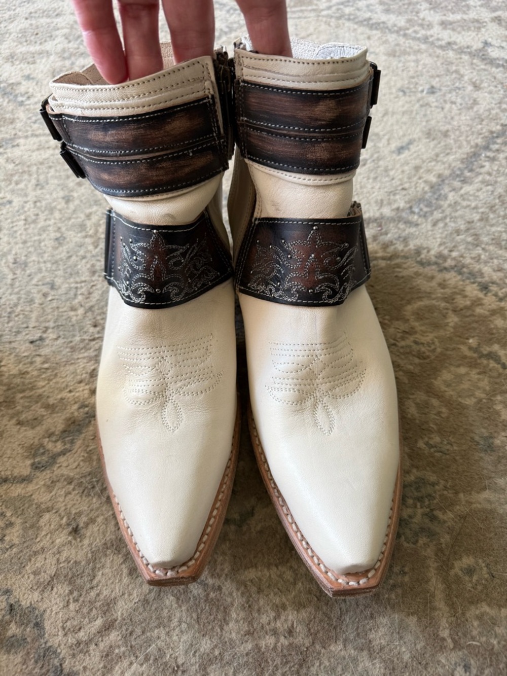 freebird Cream and Brown Leather Ankle Boots Style: Waylon